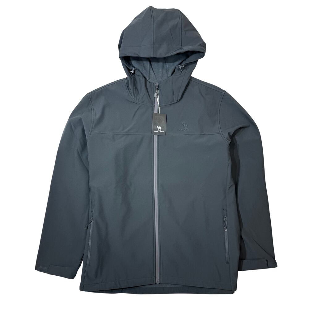 Camel Crown Men’s Black Hooded Softshell Jacket – Size XXL